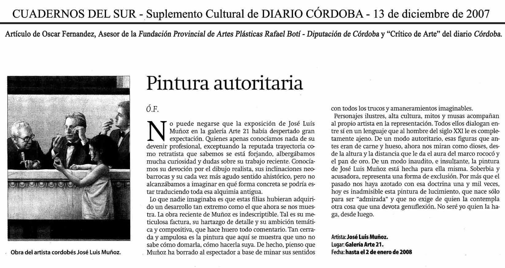 CUADERNOS DEL SUR, suplemento cultural de  DIARIO CRDOBA - 13 de diciembre de 2007